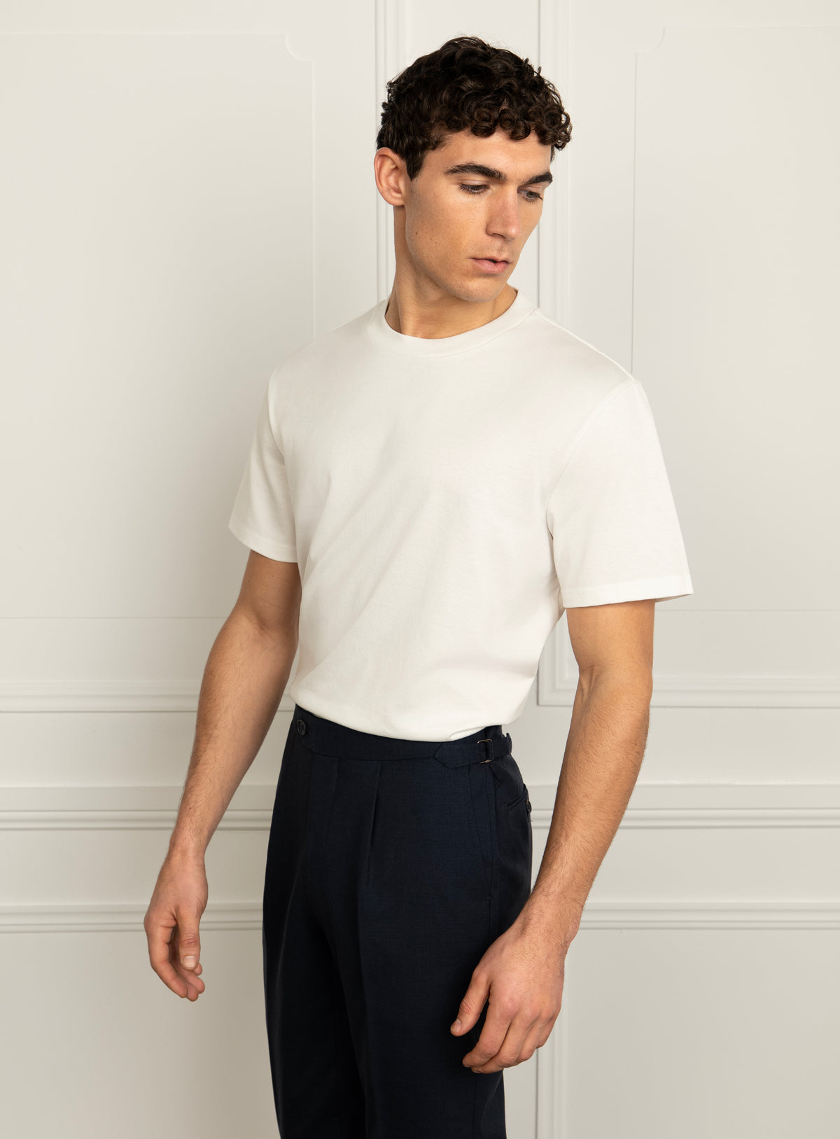 Girolamo Mercerised Cotton White T-Shirt
