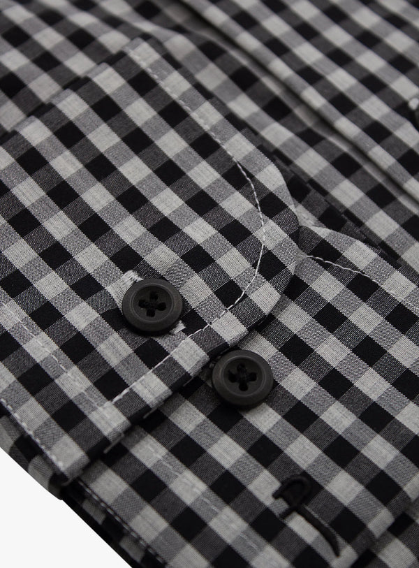 Merano Melange Grey and Black Gingham Shirt