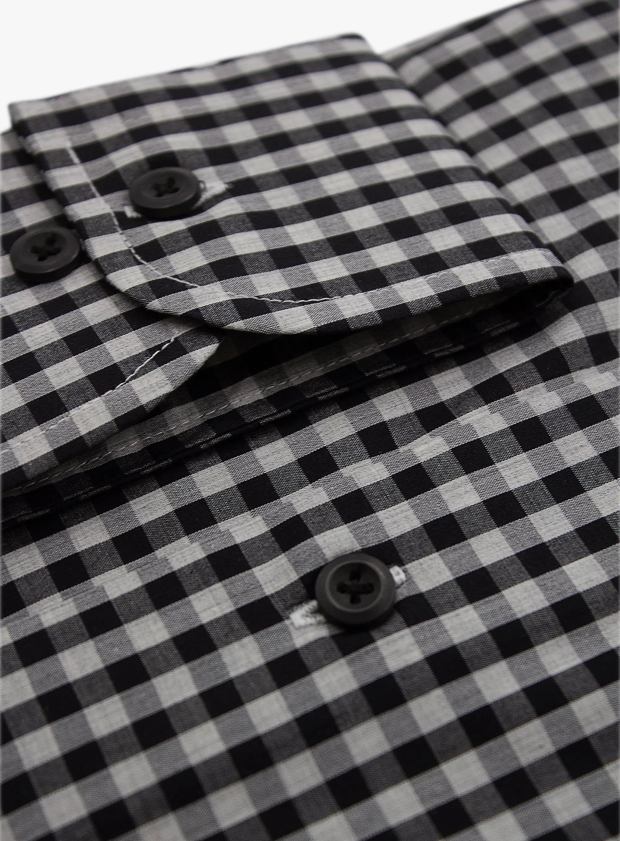 Merano Melange Grey and Black Gingham Shirt