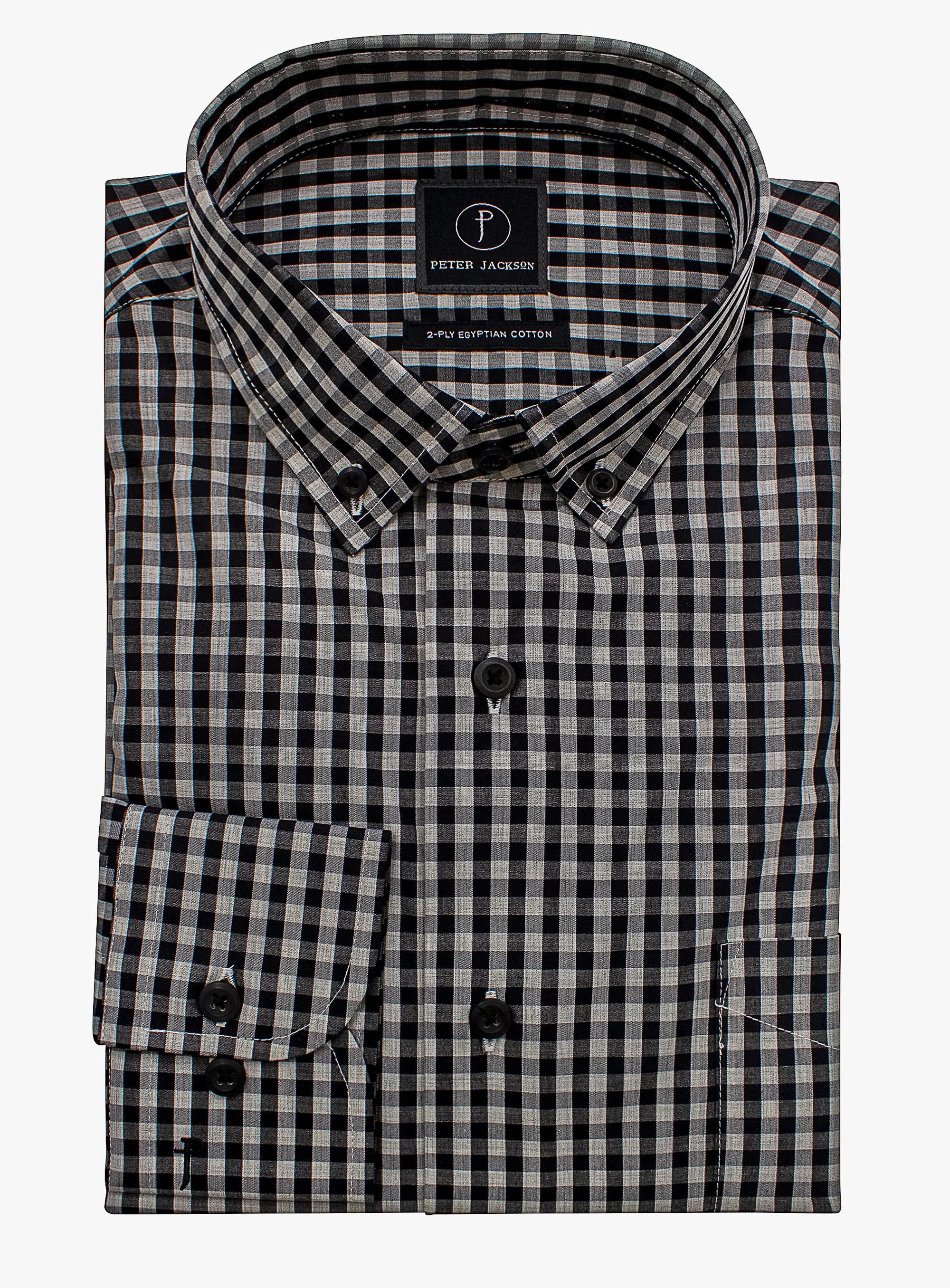 Merano Melange Grey and Black Gingham Shirt