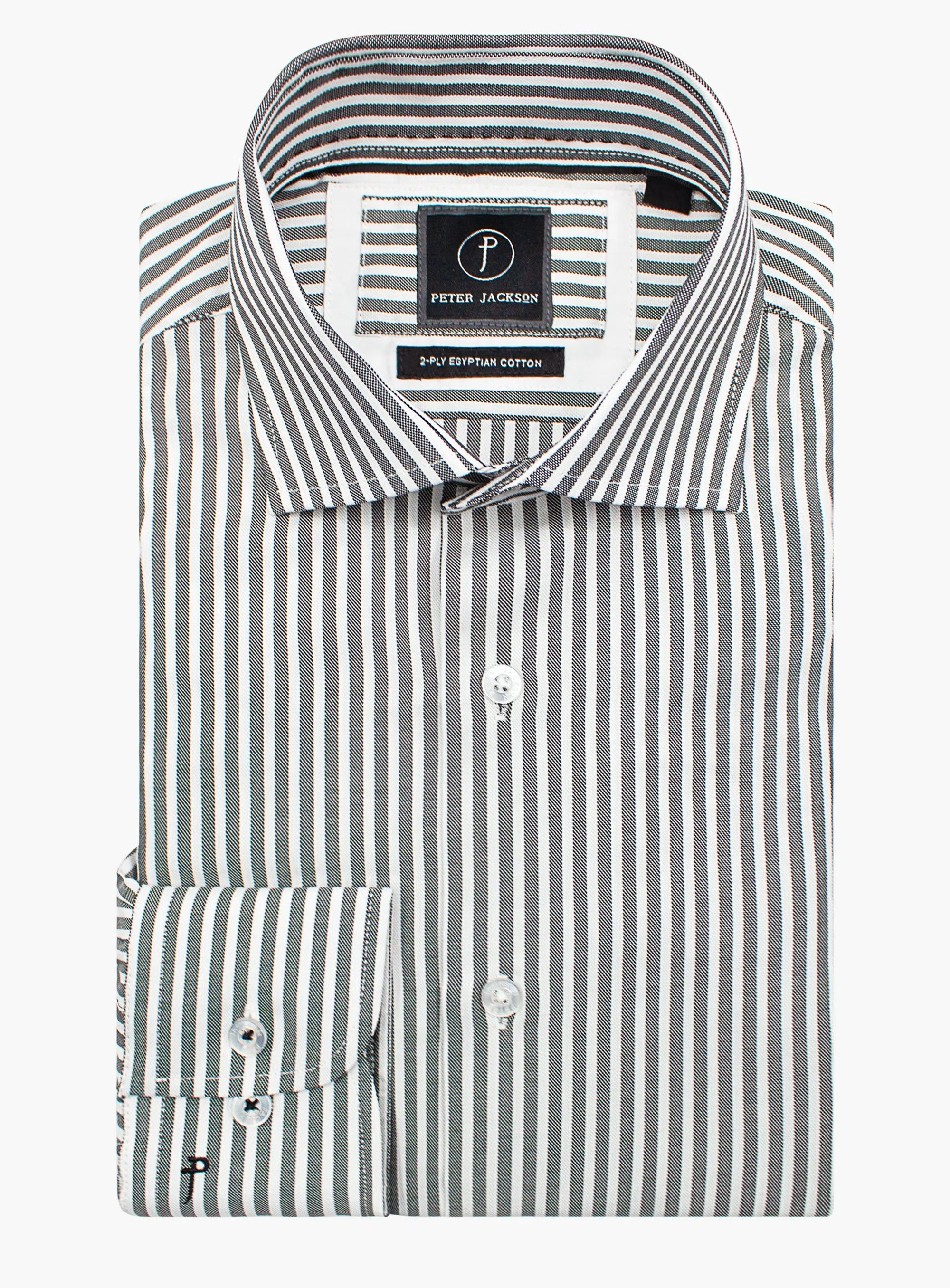 Milan Black &amp; White Oxford Stripe Shirt