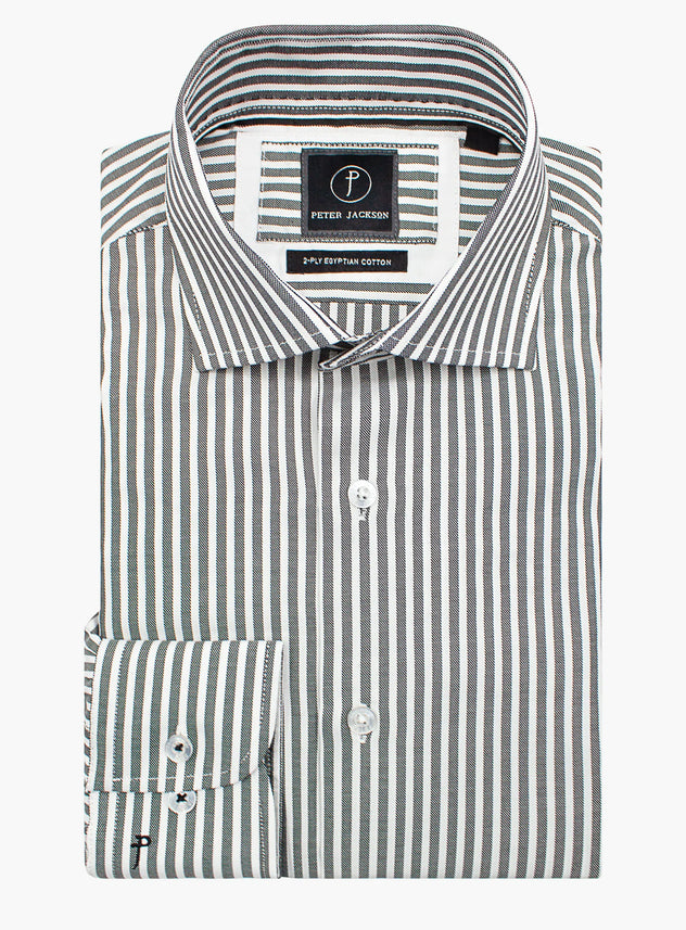 Milan Black &amp; White Oxford Stripe Shirt