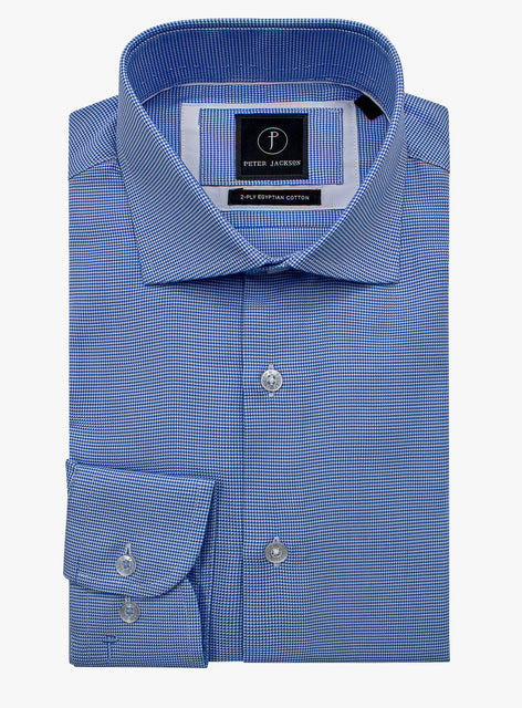 Milan Blue and White Puppytooth Shirt
