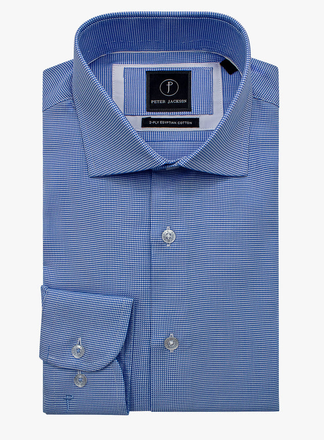 Milan Blue and White Puppytooth Shirt