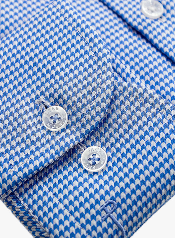 Milan Blue Houndstooth Jacquard Shirt