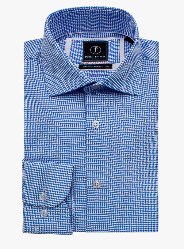 Milan Blue Houndstooth Jacquard Shirt
