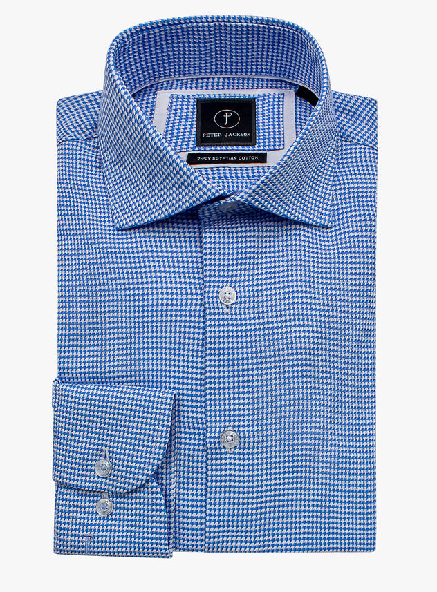 Milan Blue Houndstooth Jacquard Shirt