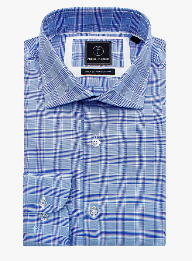 Milan Blue tonal Plaid Shirt