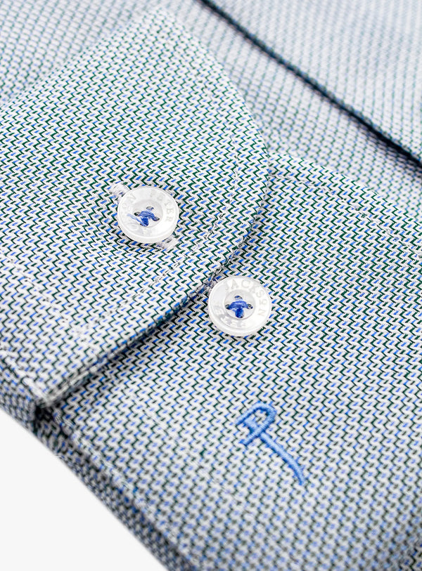 Milan Green Stepped Weave Shirt