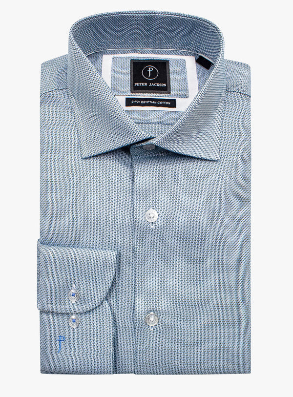 Milan Green Stepped Weave Shirt