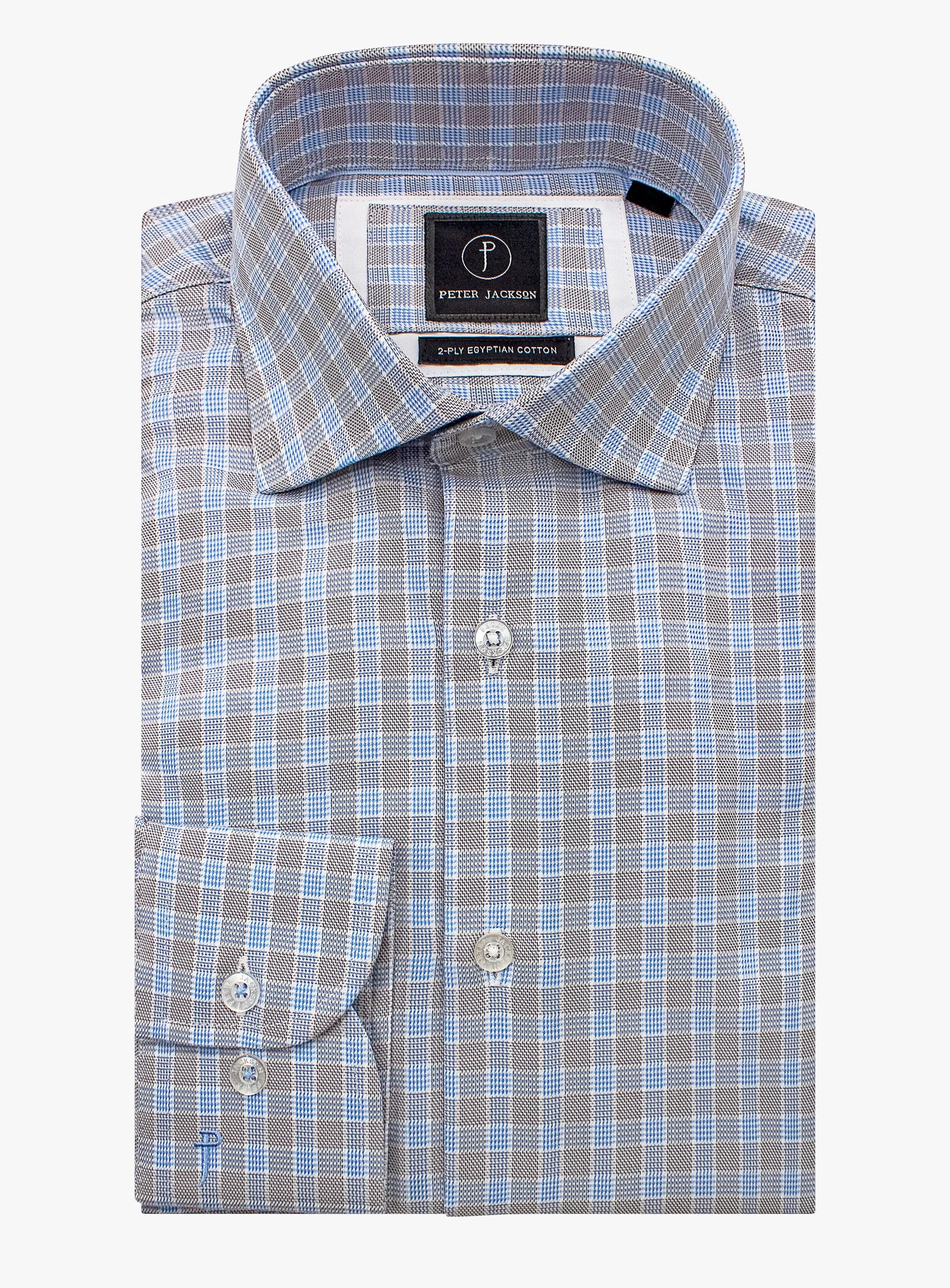 Milan Grey/Blue Plaid Shirt