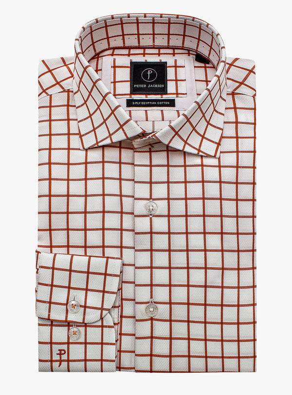 Milan Orange and White Bold Check Shirt