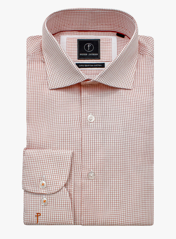 Milan Orange Micro Check Shirt