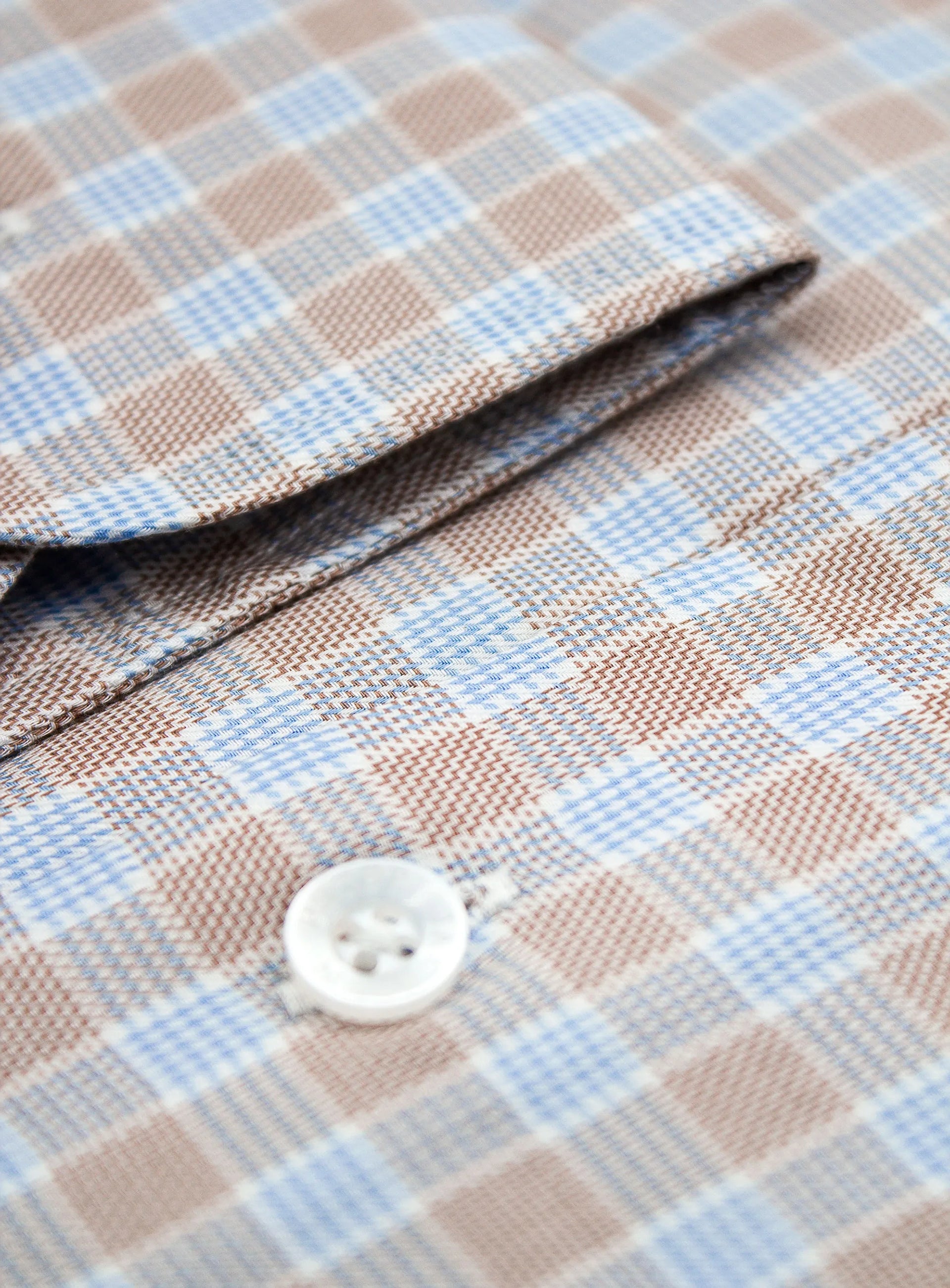 Milan Taupe & Blue Plaid Shirt