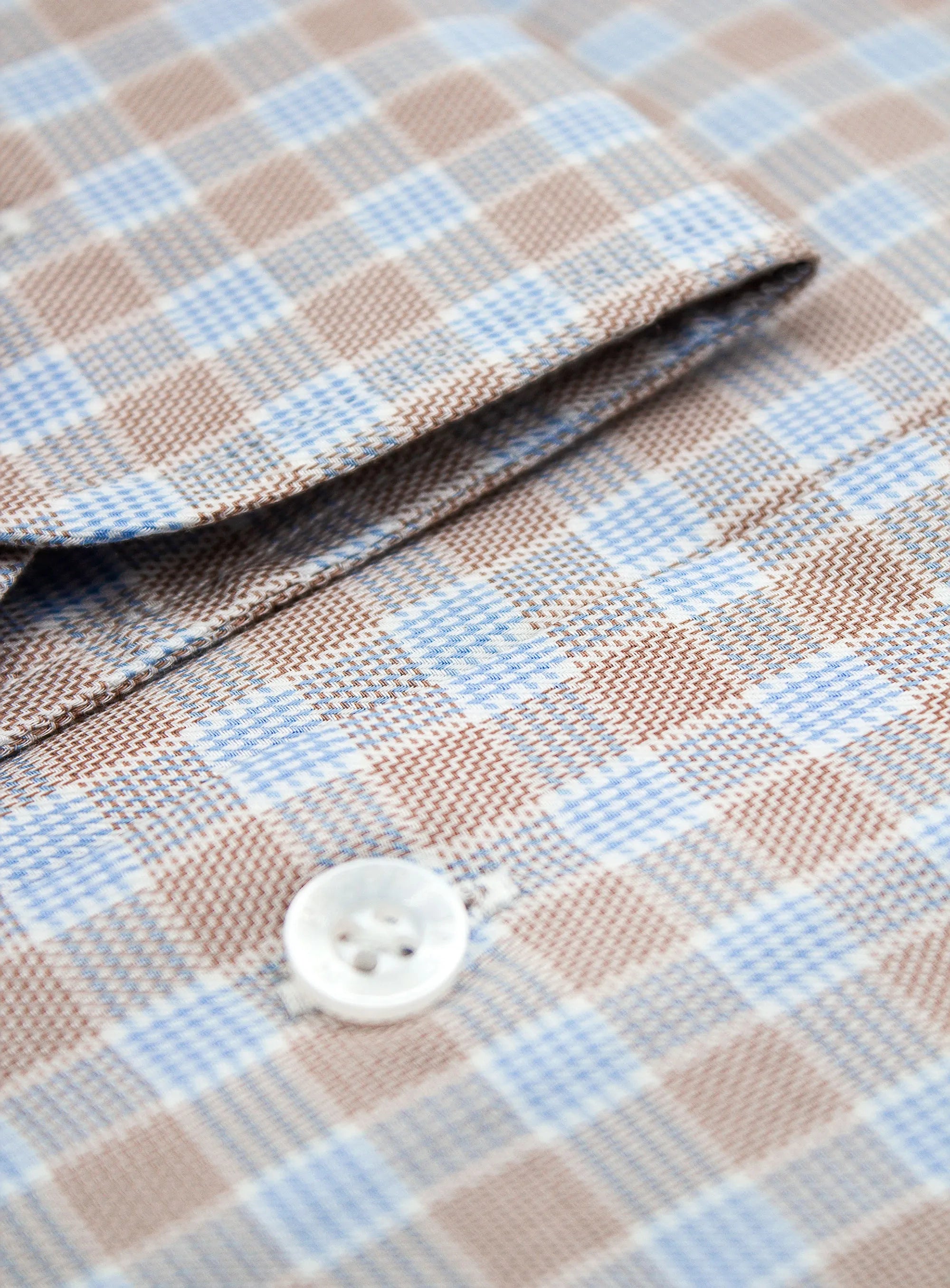 Milan Taupe & Blue Plaid Shirt