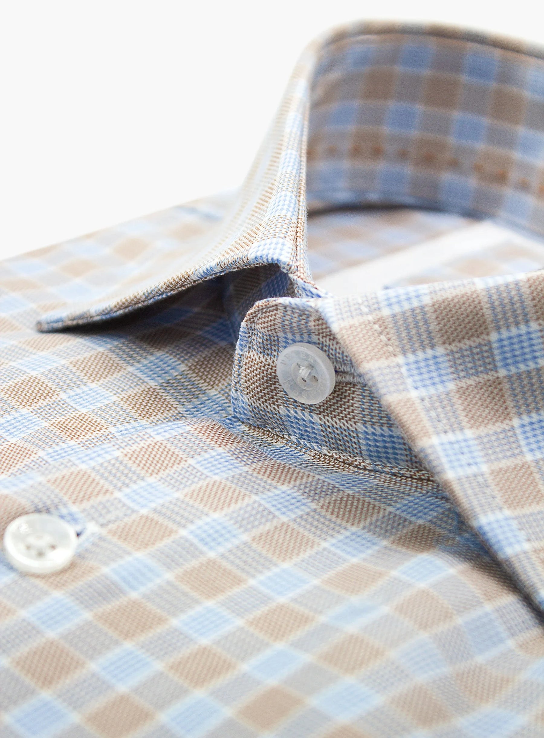 Milan Taupe & Blue Plaid Shirt
