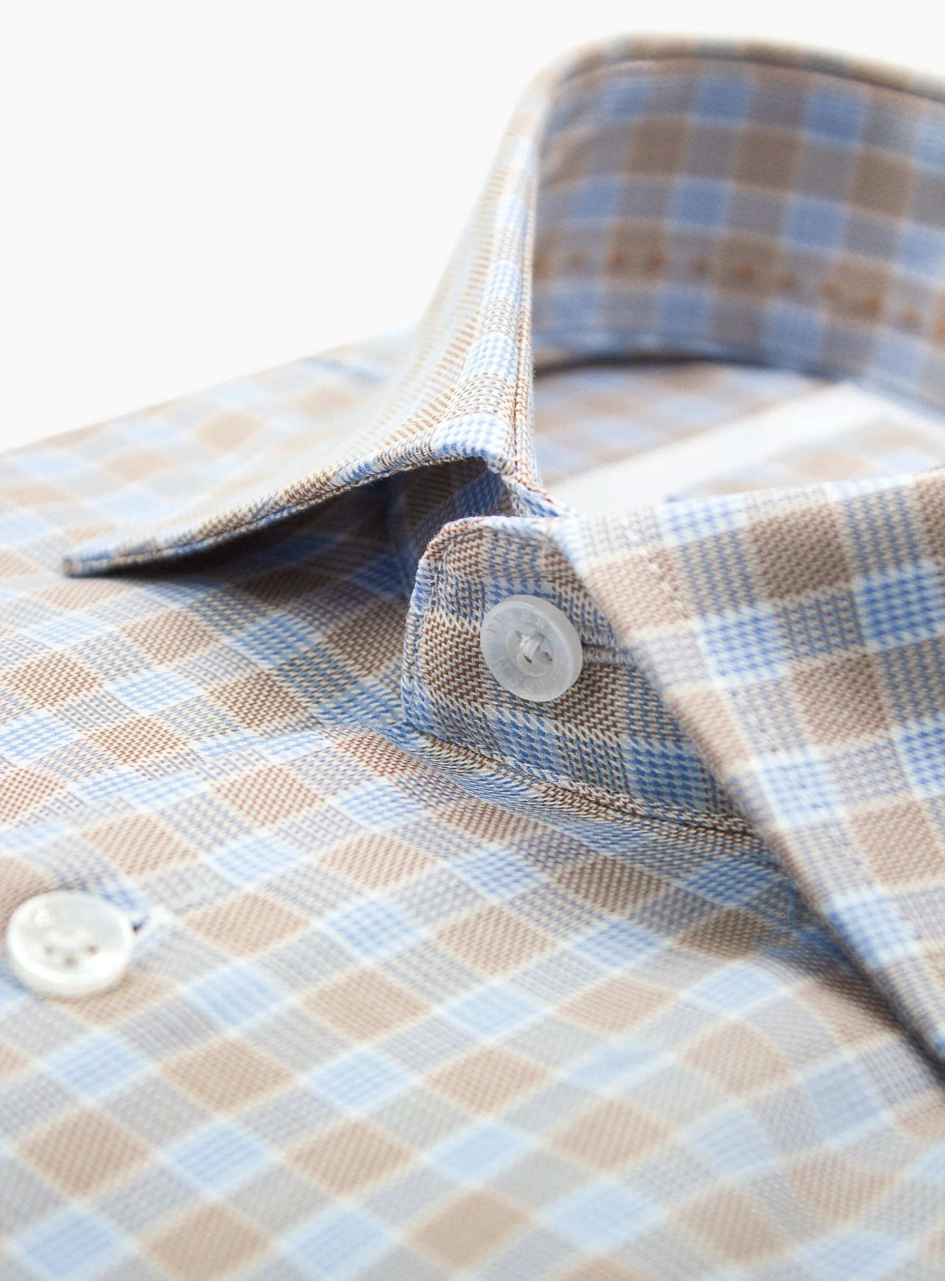 Milan Taupe & Blue Plaid Shirt