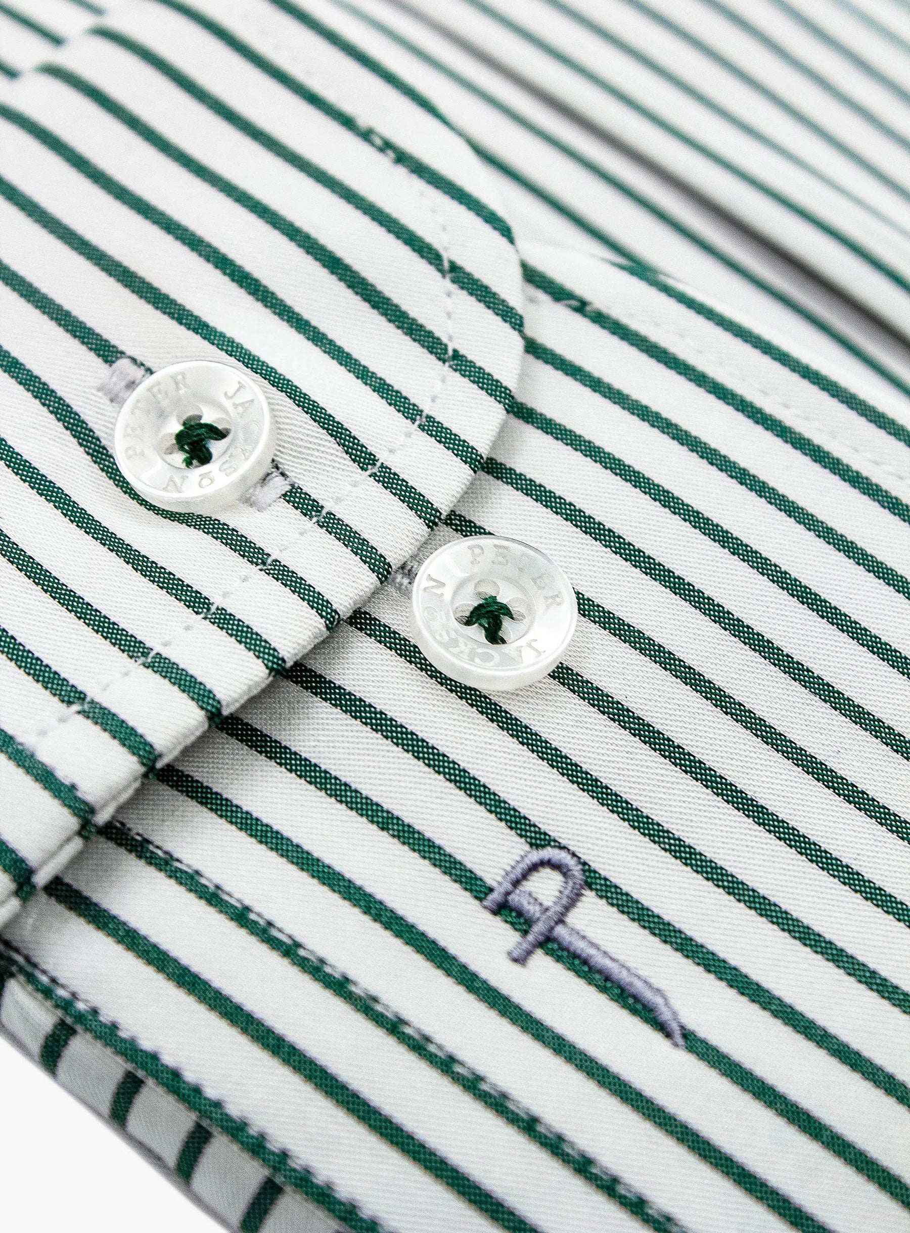 Milan White and Green Striped Shirt