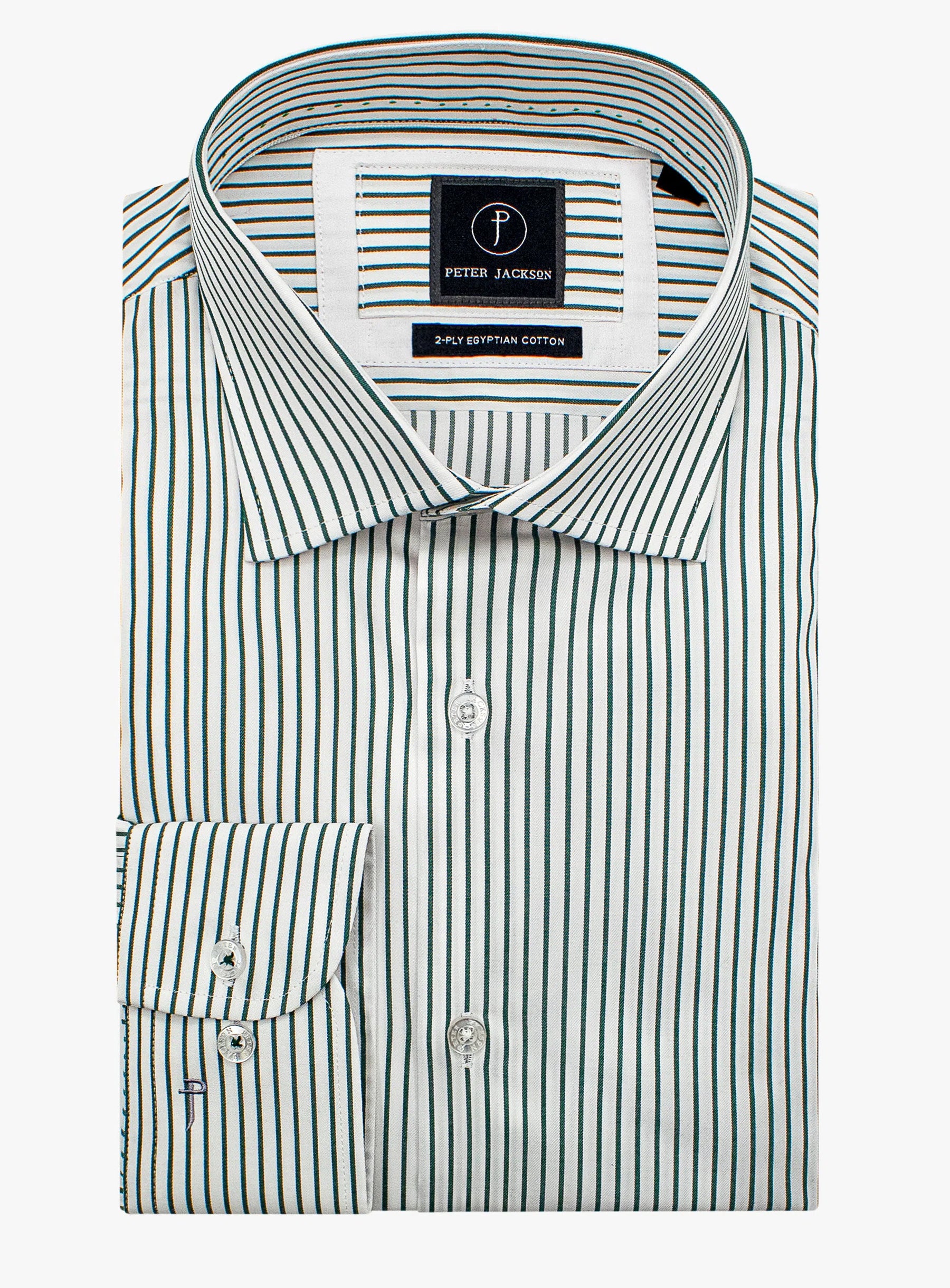 Milan White and Green Striped Shirt
