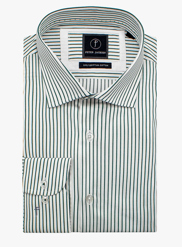 Milan White and Green Striped Shirt
