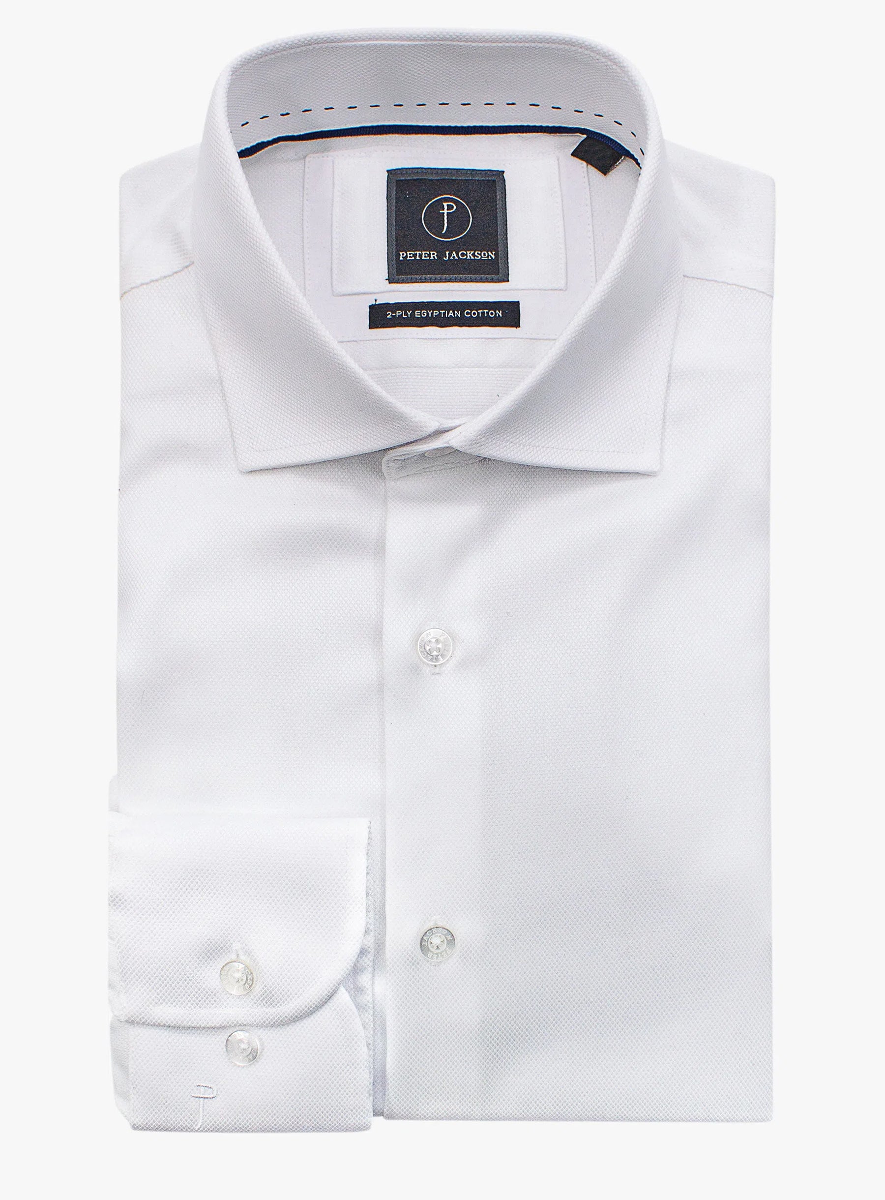 Milan White Dobby Weave with Taped Seams Shirt