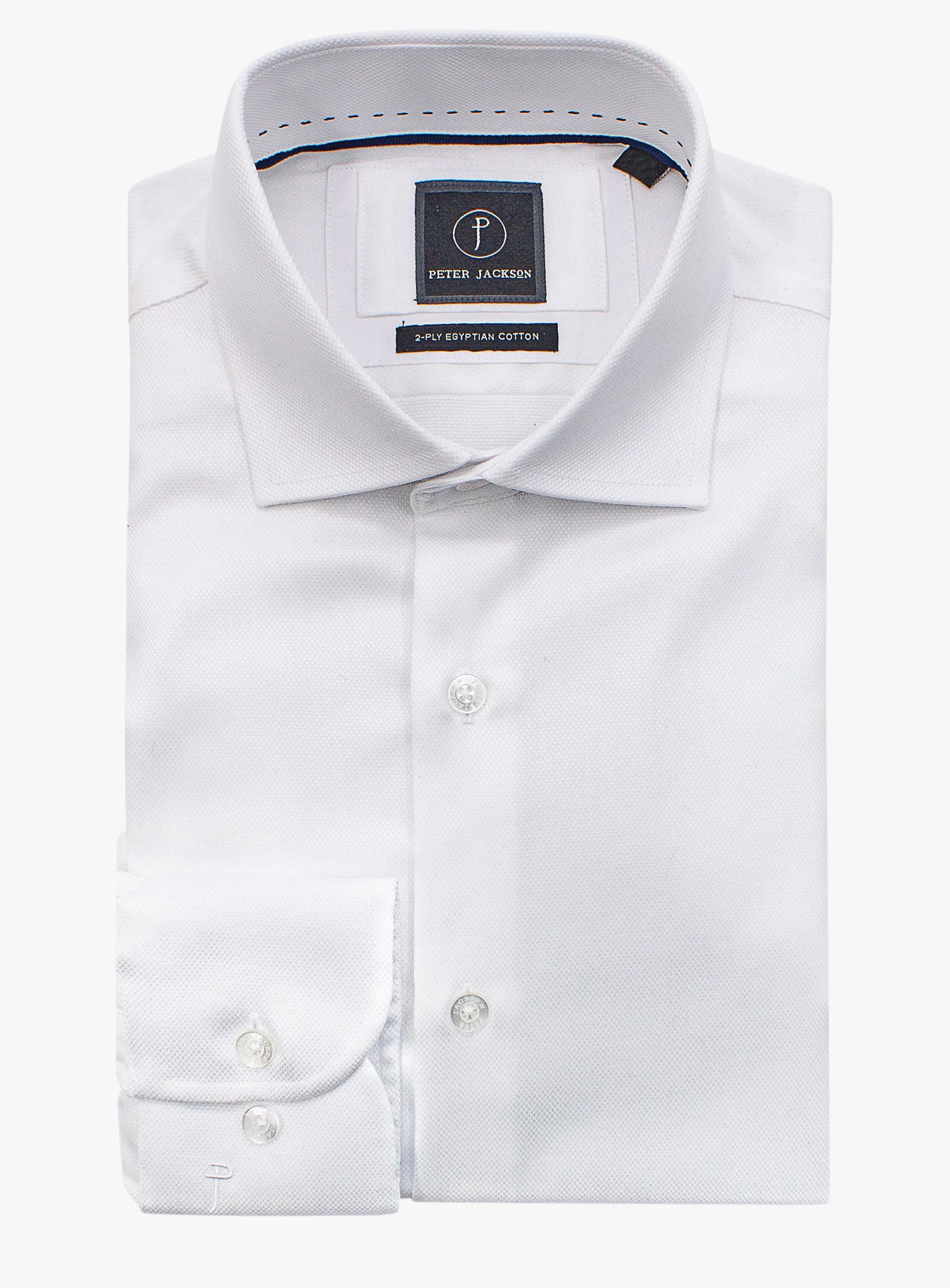Milan White Dobby Weave with Taped Seams Shirt