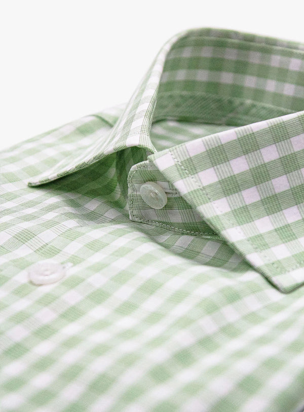 Milan White & Green Gingham Shirt