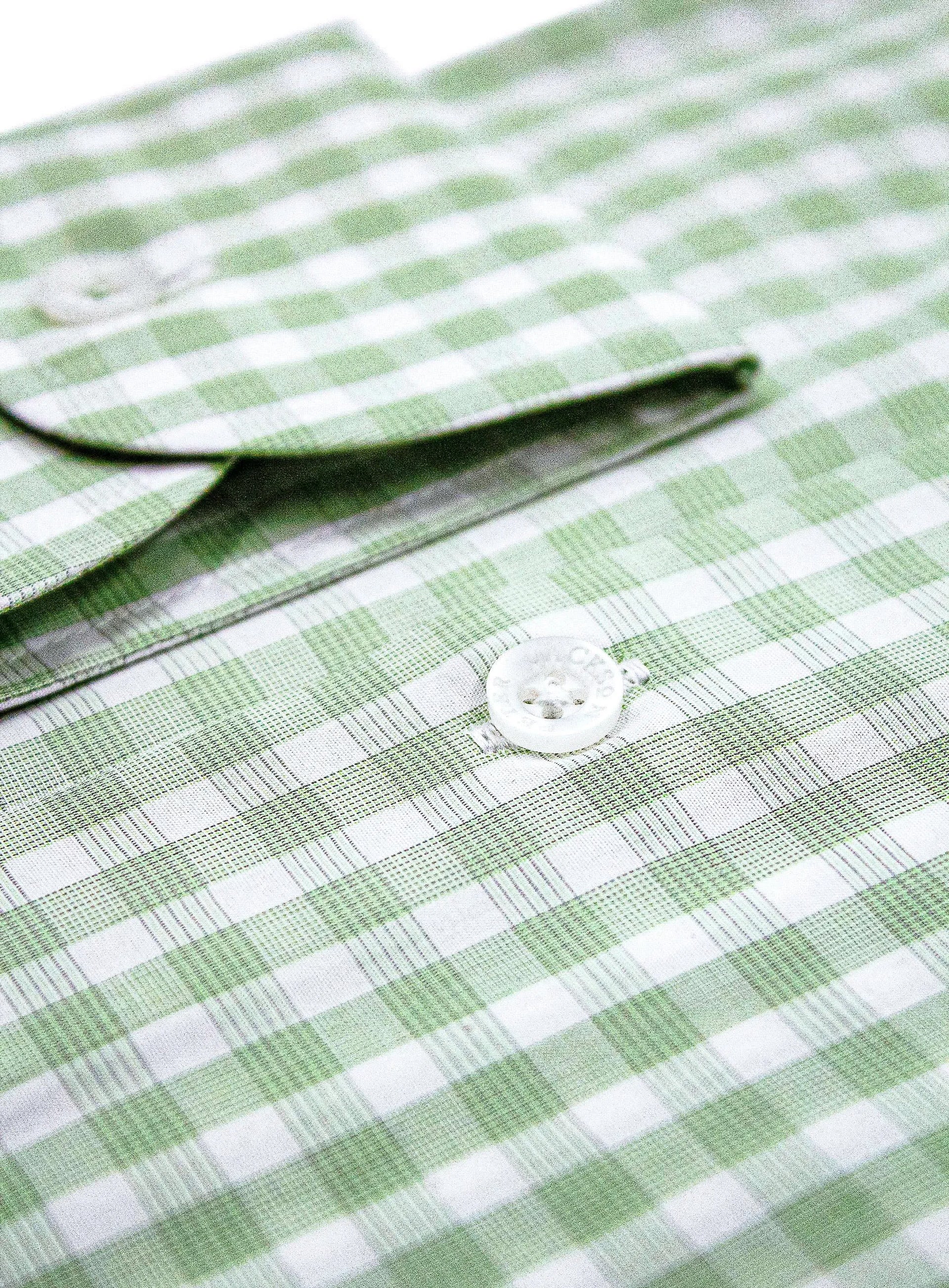 Milan White & Green Gingham Shirt