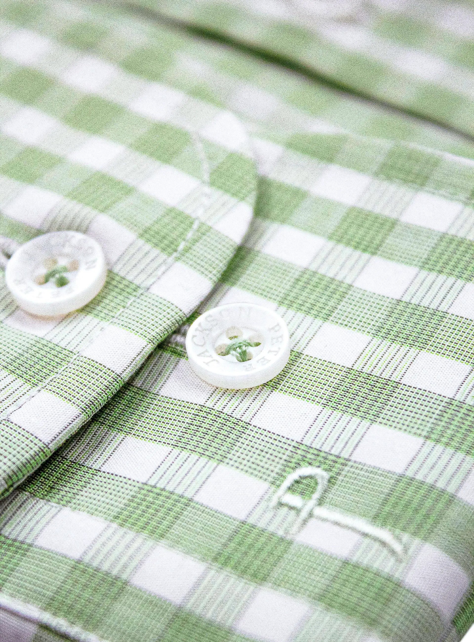 Milan White & Green Gingham Shirt