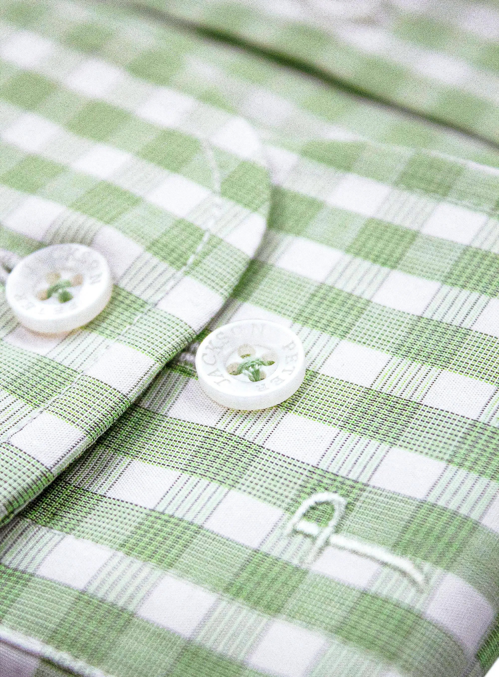 Milan White & Green Gingham Shirt