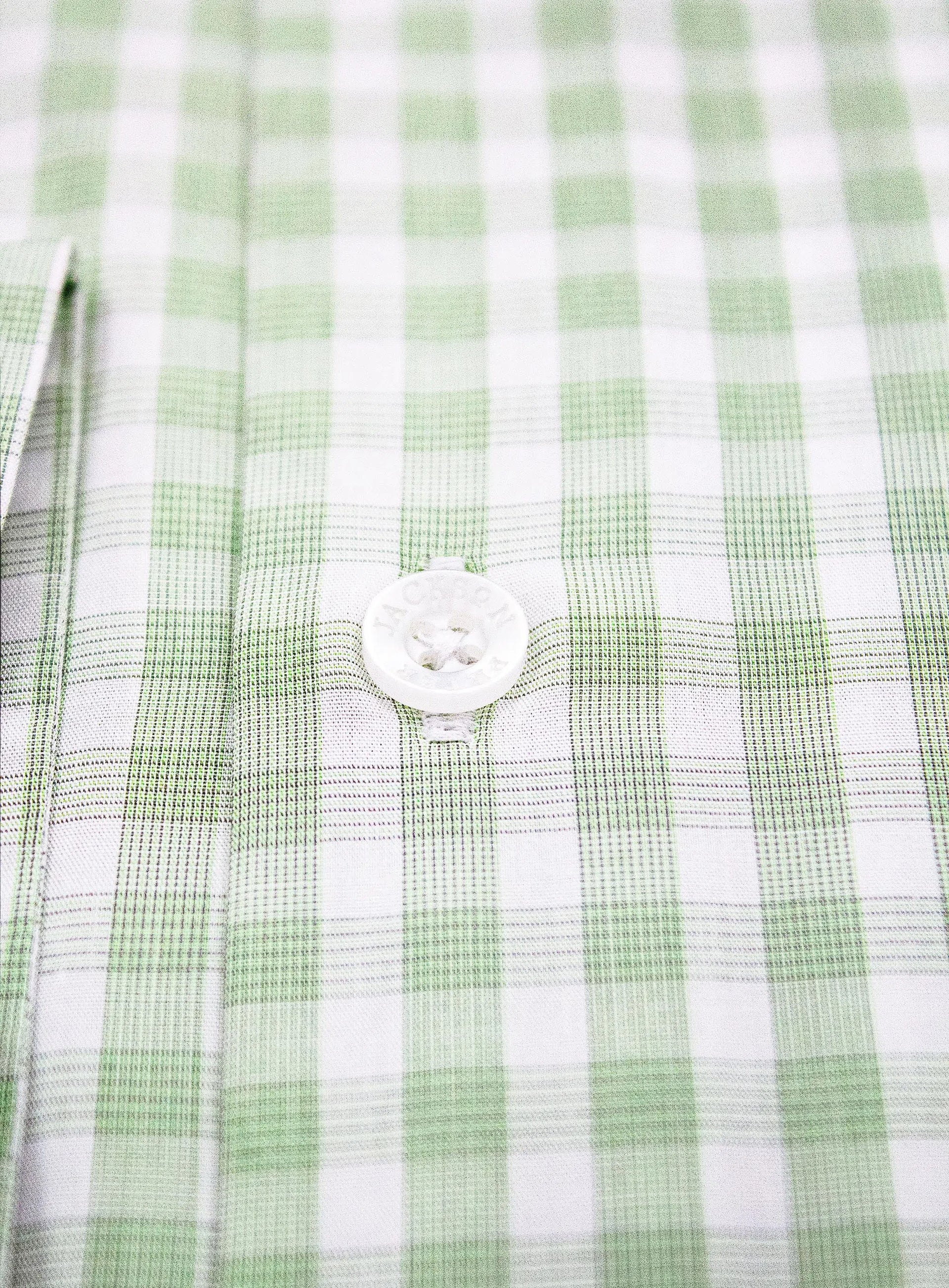 Milan White & Green Gingham Shirt