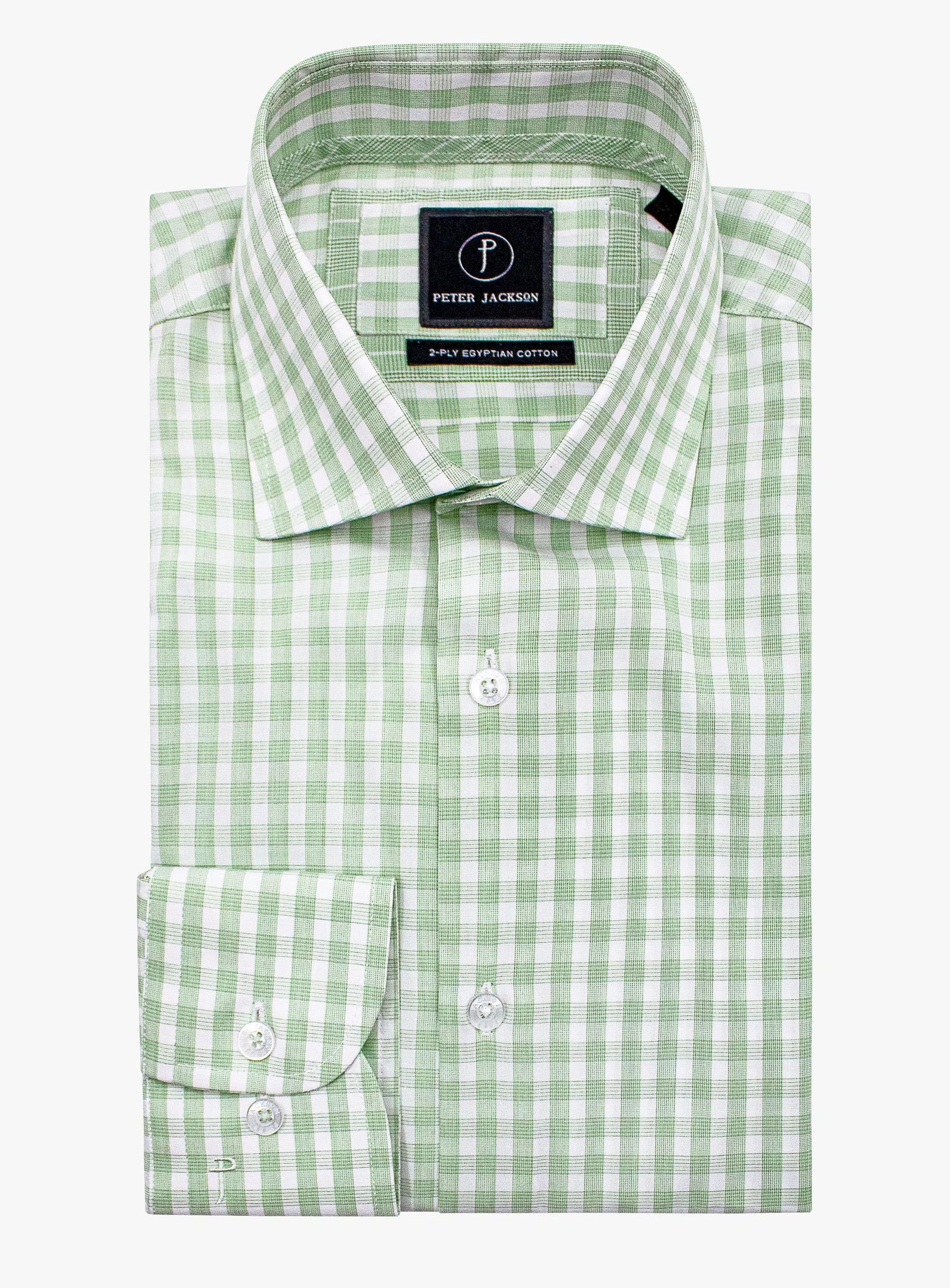 Milan White & Green Gingham Shirt