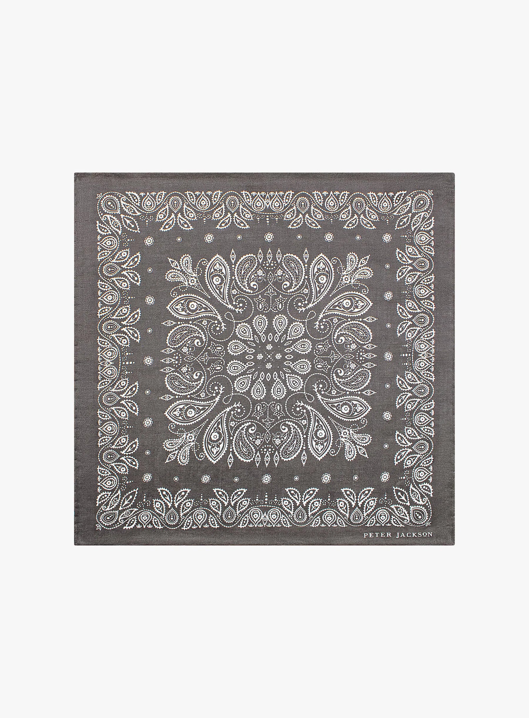Muted Black Paisley Pocket Square