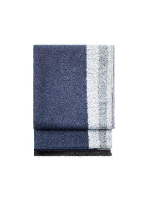 Navy and grey colour block pure silk scarf