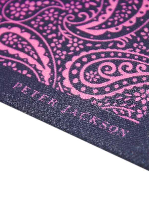 Navy & Pink Flourish Pocket Square