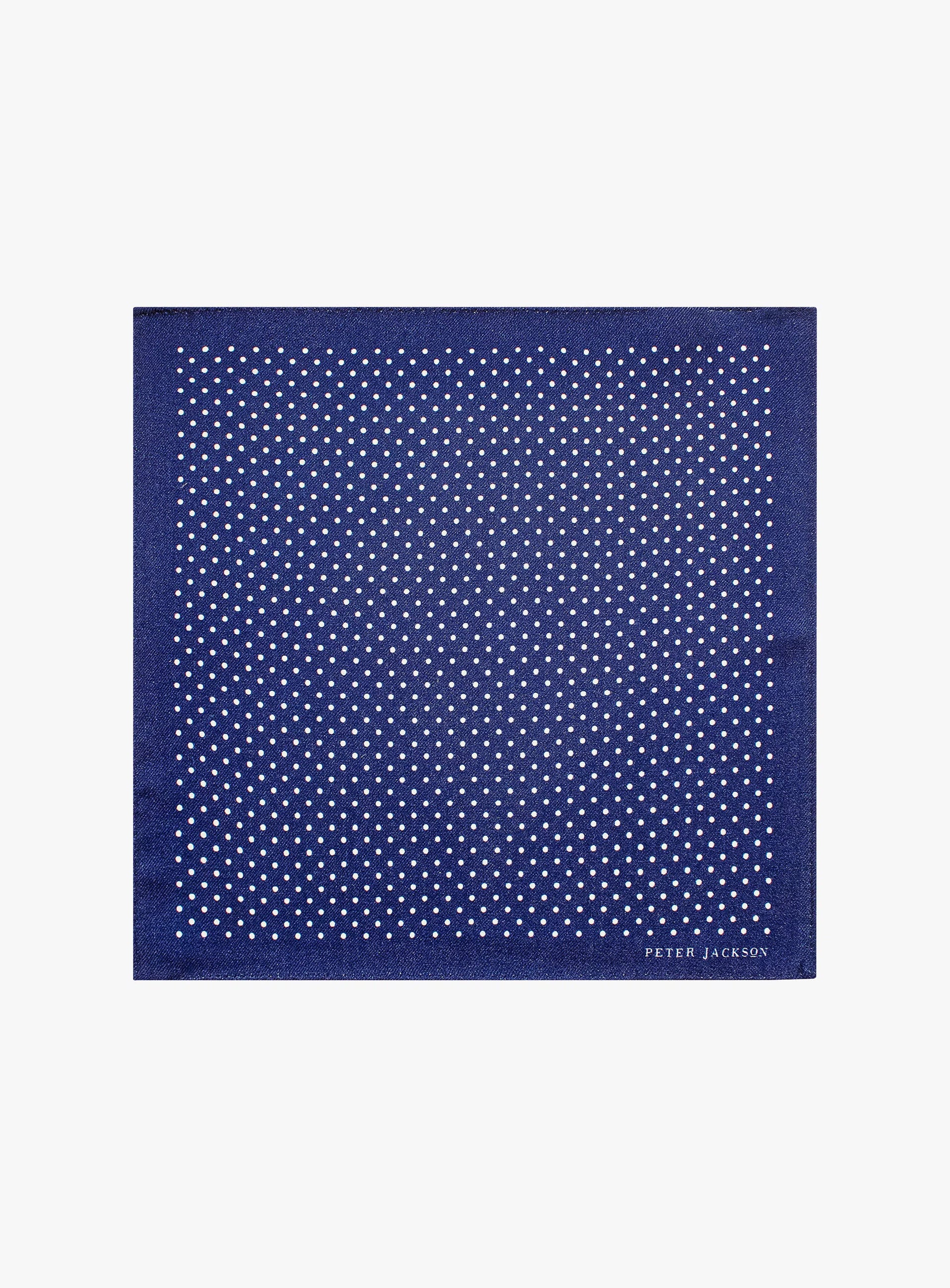 Navy Spotted Pocket Square