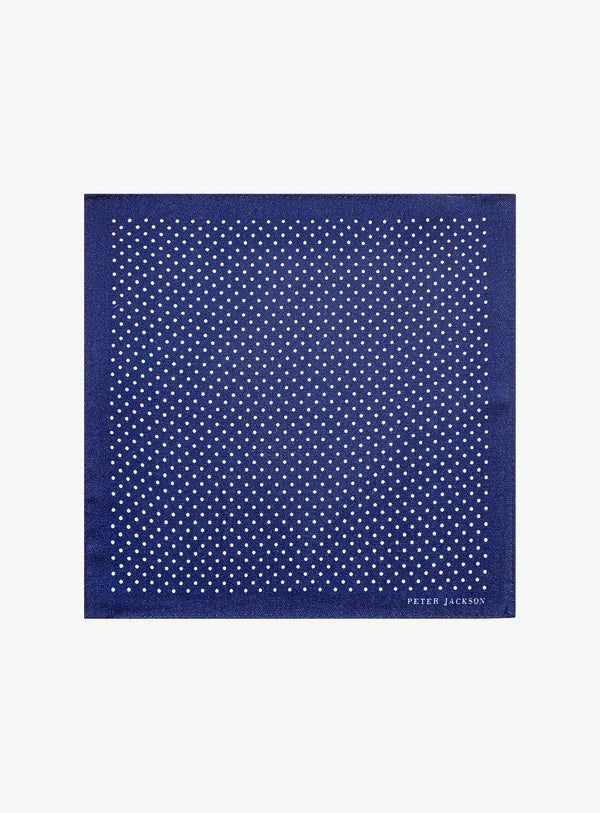 Navy Spotted Pocket Square