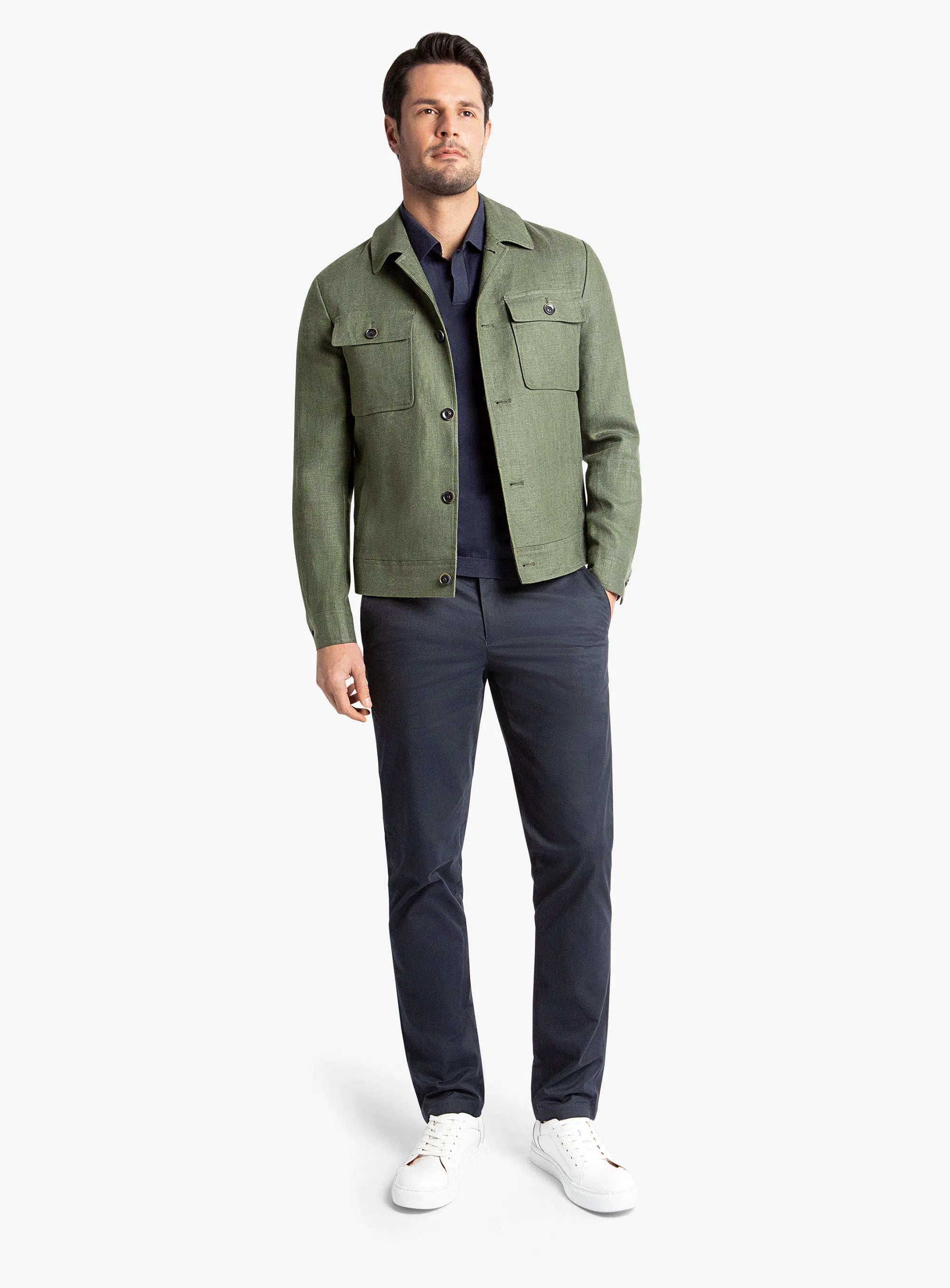 Oia Linen Green Jacket