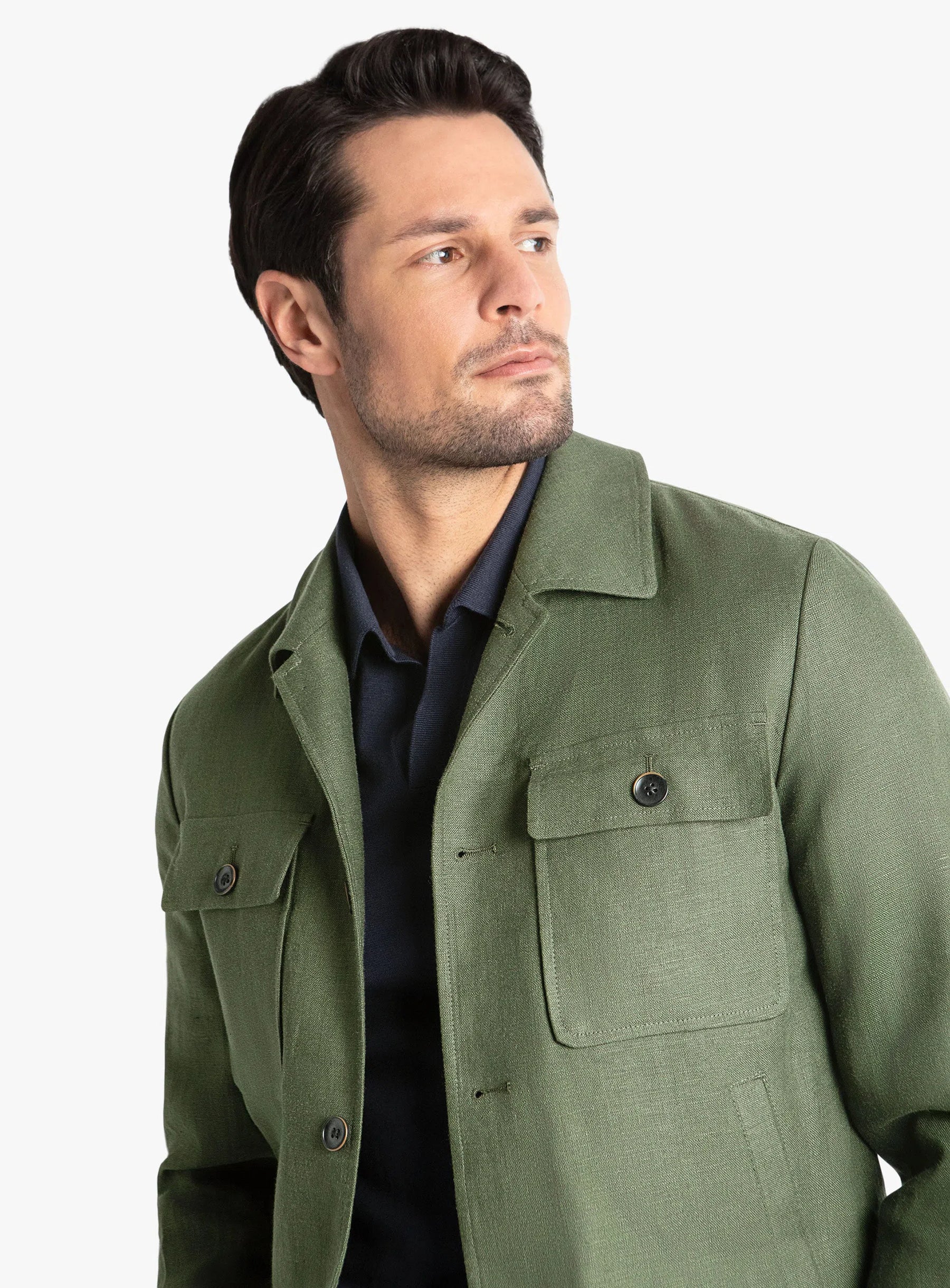 Oia Linen Green Jacket