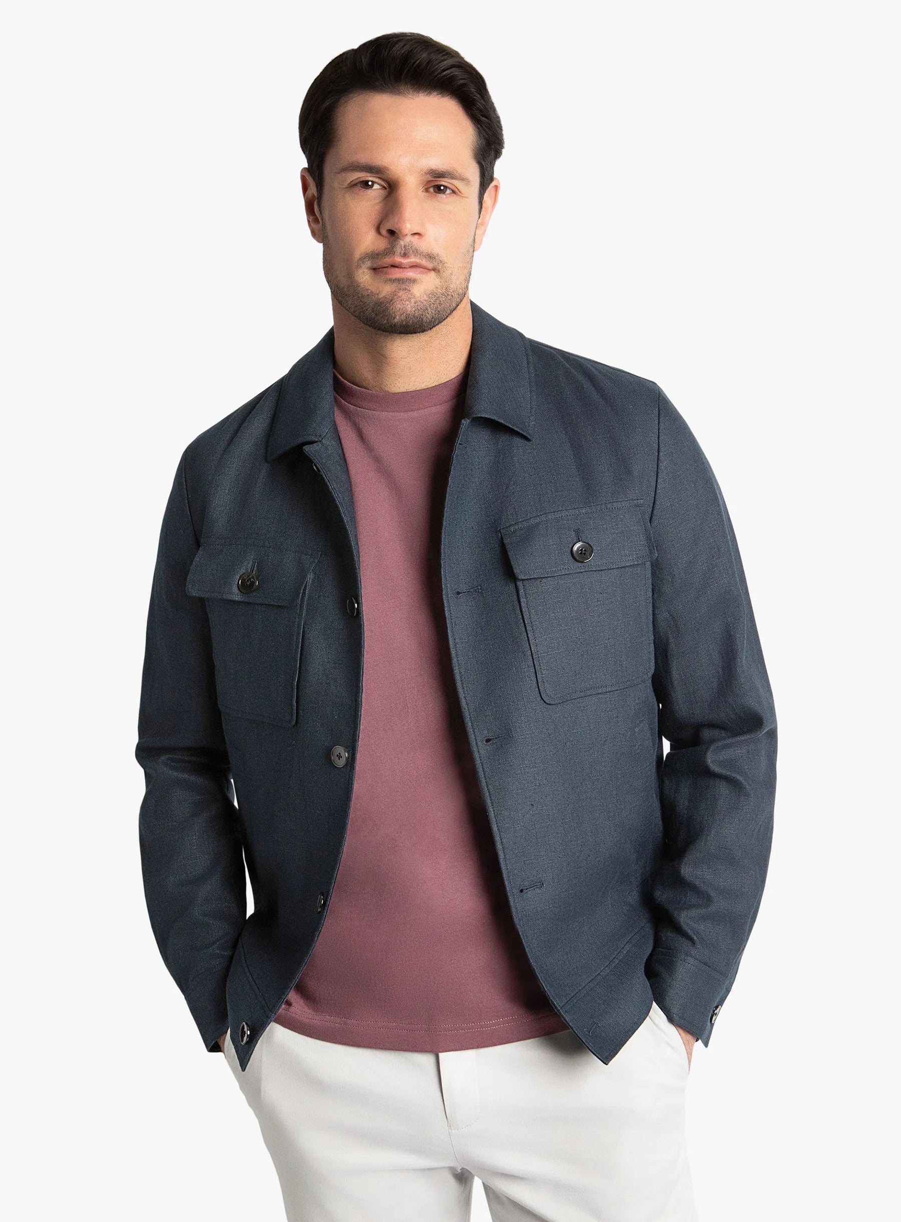 Oia Linen Navy Jacket