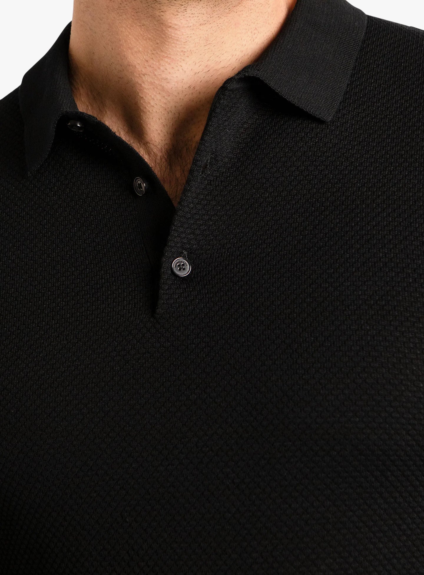 Orta Textured Short Sleeve Black Polo