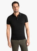 Orta Textured Short Sleeve Black Polo