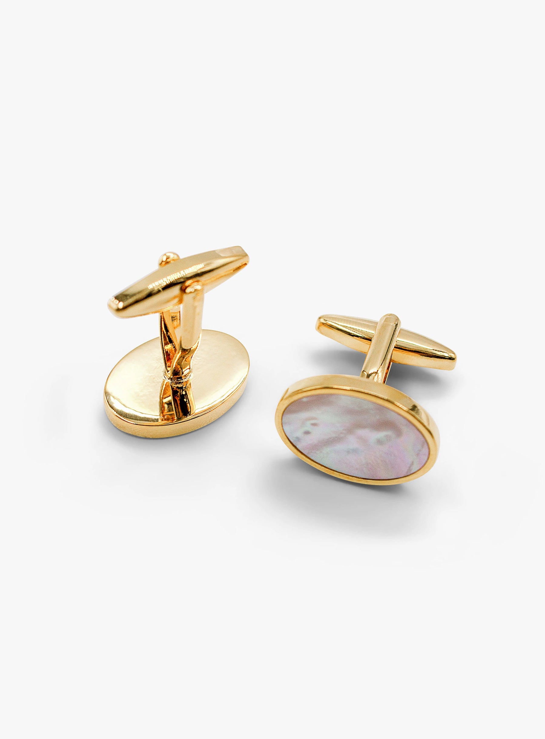 oval gold with mother of pearl cufflinks