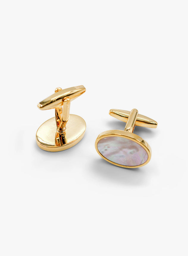 oval gold with mother of pearl cufflinks
