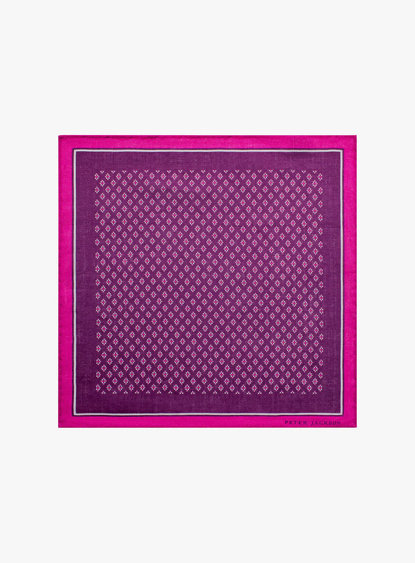 Purple Floral Motif Pocket Square