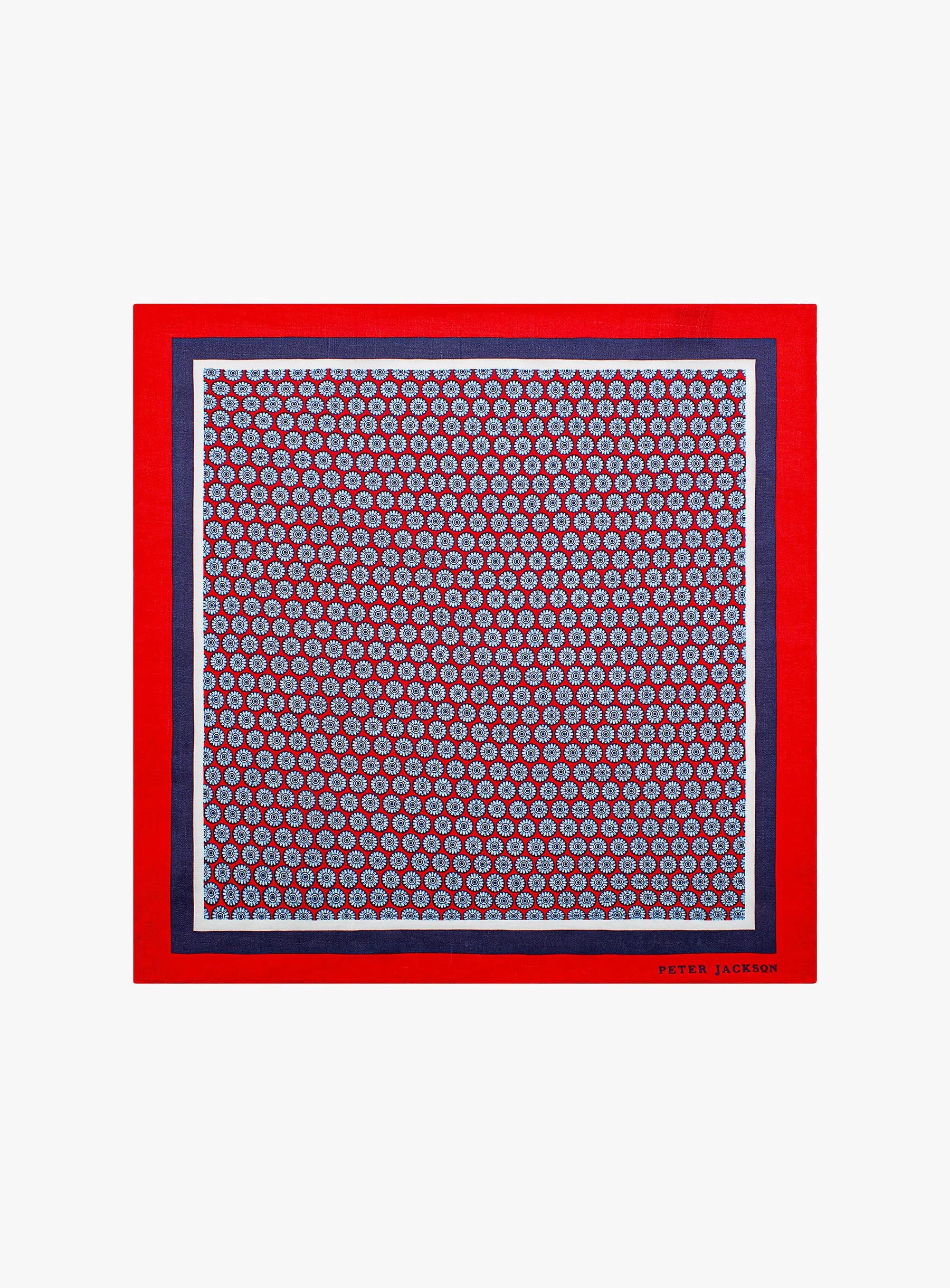 Red Floral Motif Pocket Square