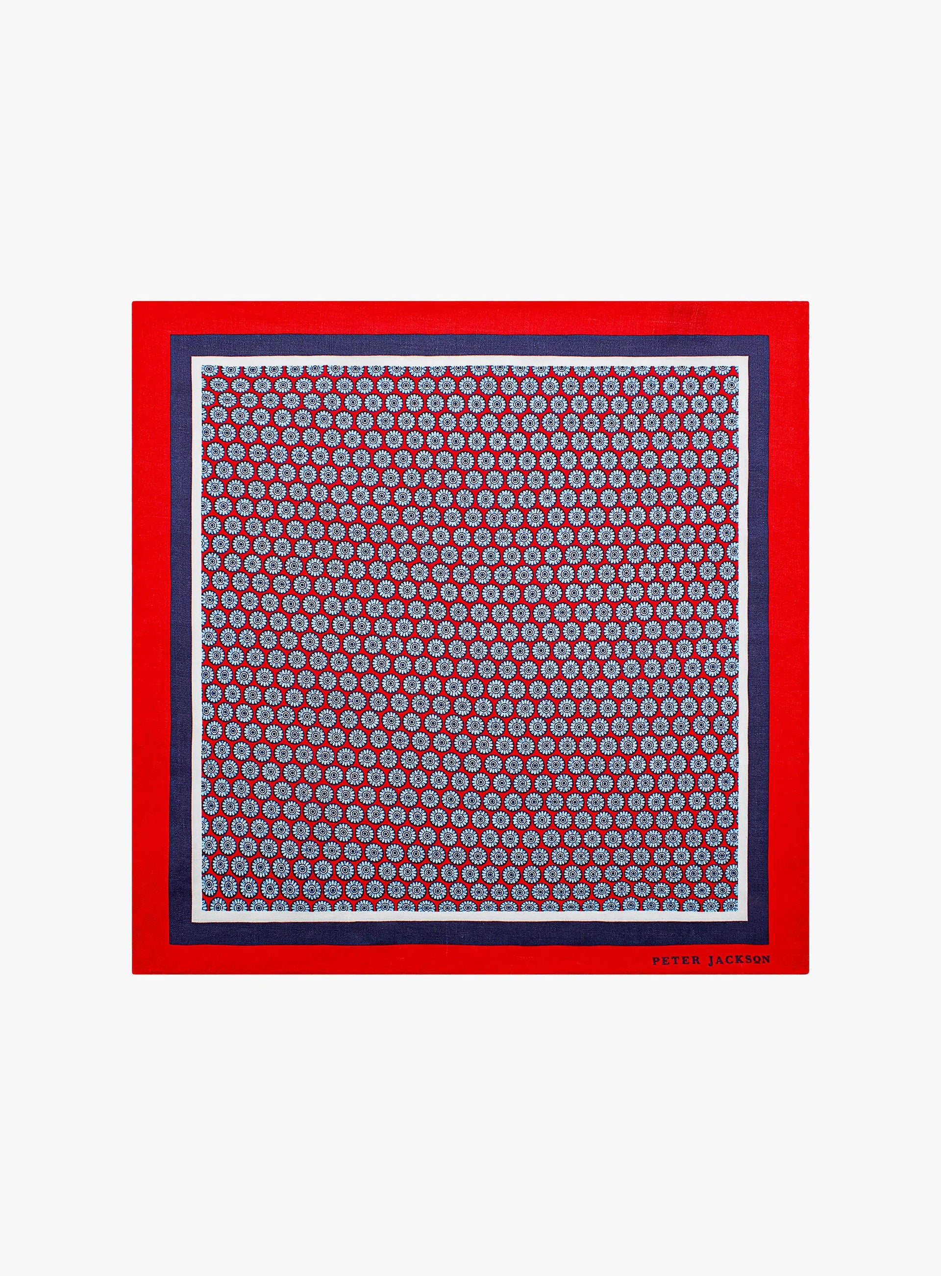 Red Floral Motif Pocket Square