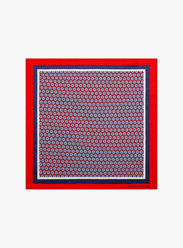 Red Floral Motif Pocket Square
