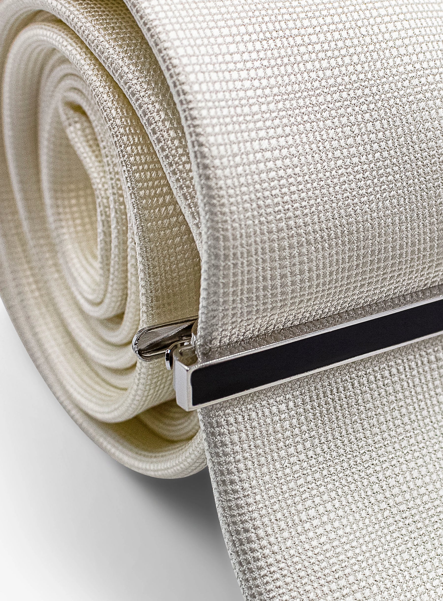 silver with black enamel tie bar on tie