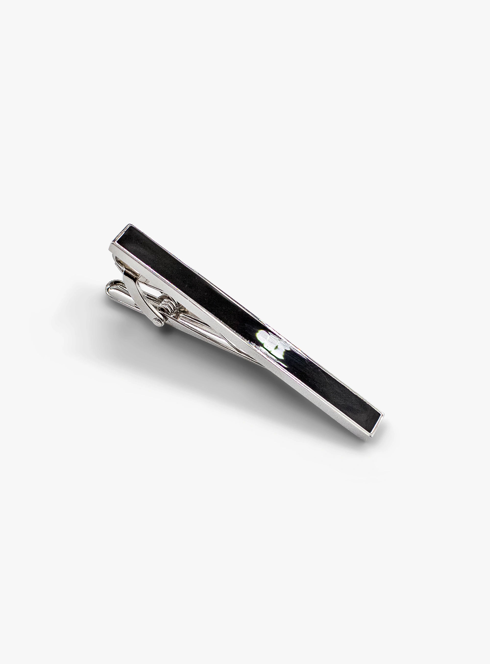 silver with black enamel tie bar